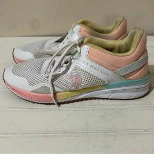 US Polo Assn Women’s Shoes 7.5 White Colorful Sneakers Retro Y2K Casual Exercise